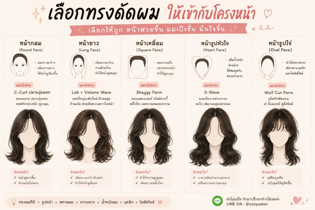 ภาพประกอบการเลือกทรงและลอนจากบทความต้นฉบับ